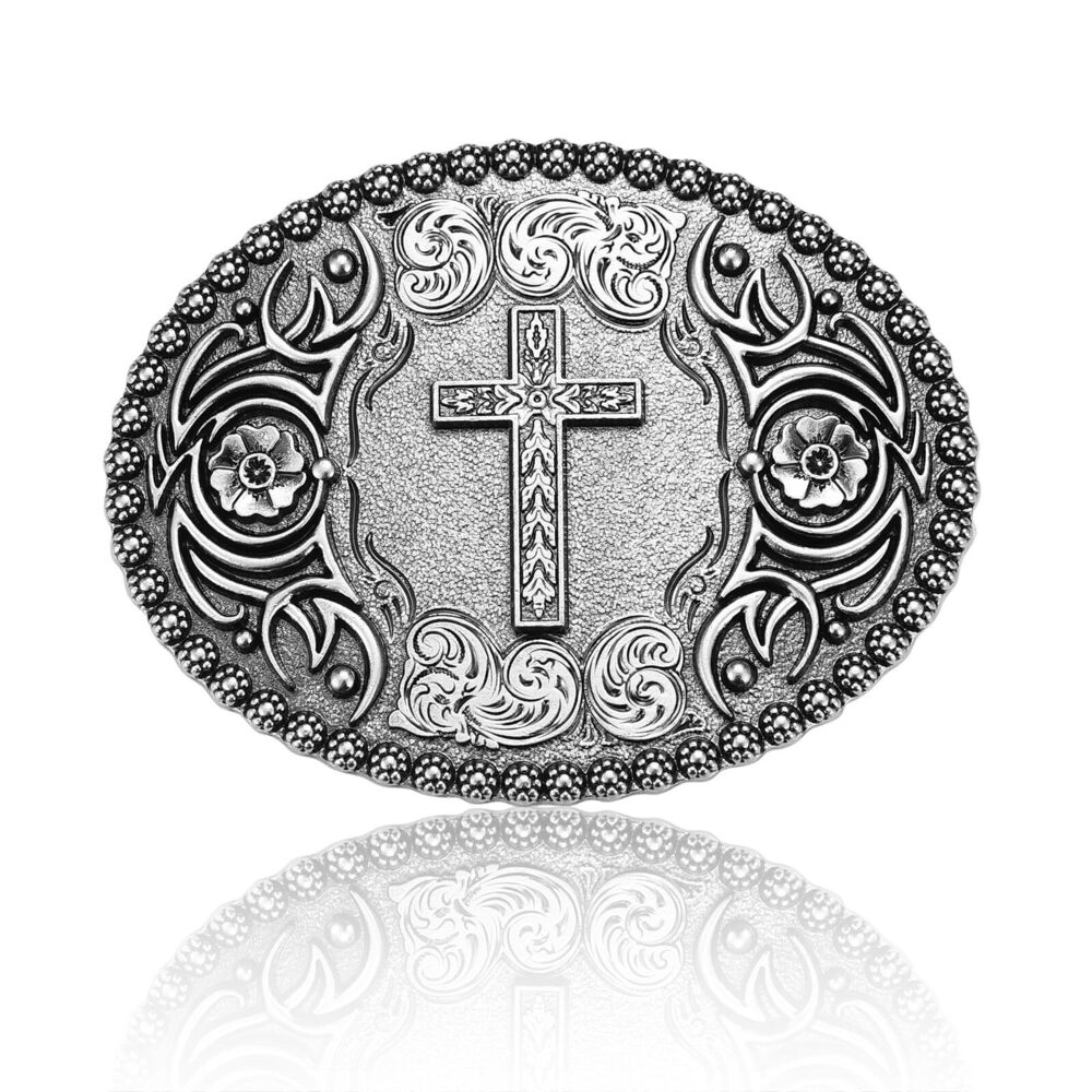 1479 Vintage Religious Cross Faith with Antique Floral Engraved Western